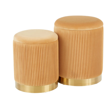 Marla - Contemporary Nesting Pleated Ottoman Set - Furniture Home Direct
