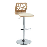 Folia - Mid Century Modern Adjustable Barstool With Swivel With Rounded T Footrest (Set of 2) - Furniture Home Direct