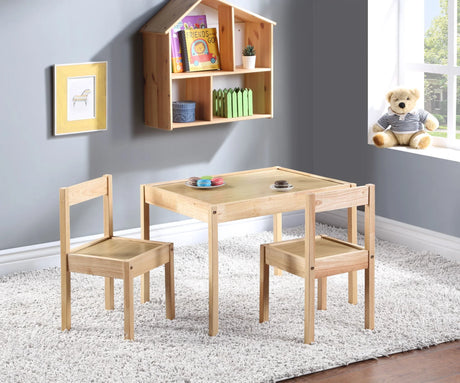 Della - 3 Piece Solid Wood Kids Table & Two Chair Set - Natural - Furniture Home Direct