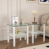 Glass Two Layer Tea Table, Small Round Table, Bedroom Corner Table, Living Room Side Table - Furniture Home Direct