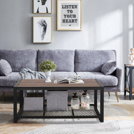 Console Coffee Table With Reclaimed Wood Finish, For Living Room - Natural - Furniture Home Direct