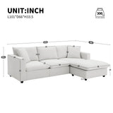 Modern Sectional Sofa With Throw Pillows, Cloud L Shaped Couch Set With Wide 4 Seat Comfy Couch Set With Movable Ottoman - Furniture Home Direct