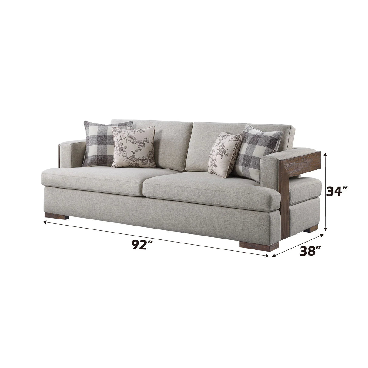 Niamey - 3 Piece Living Room Set With Toss Pillows - Walnut - Furniture Home Direct