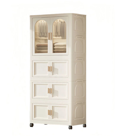 Folding Wardrobe Cabinet With Magnetic Doors, Wheels And Hangers - Furniture Home Direct