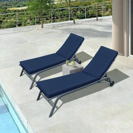 Outdoor Lounge Chair Set - Navy Blue - Furniture Home Direct