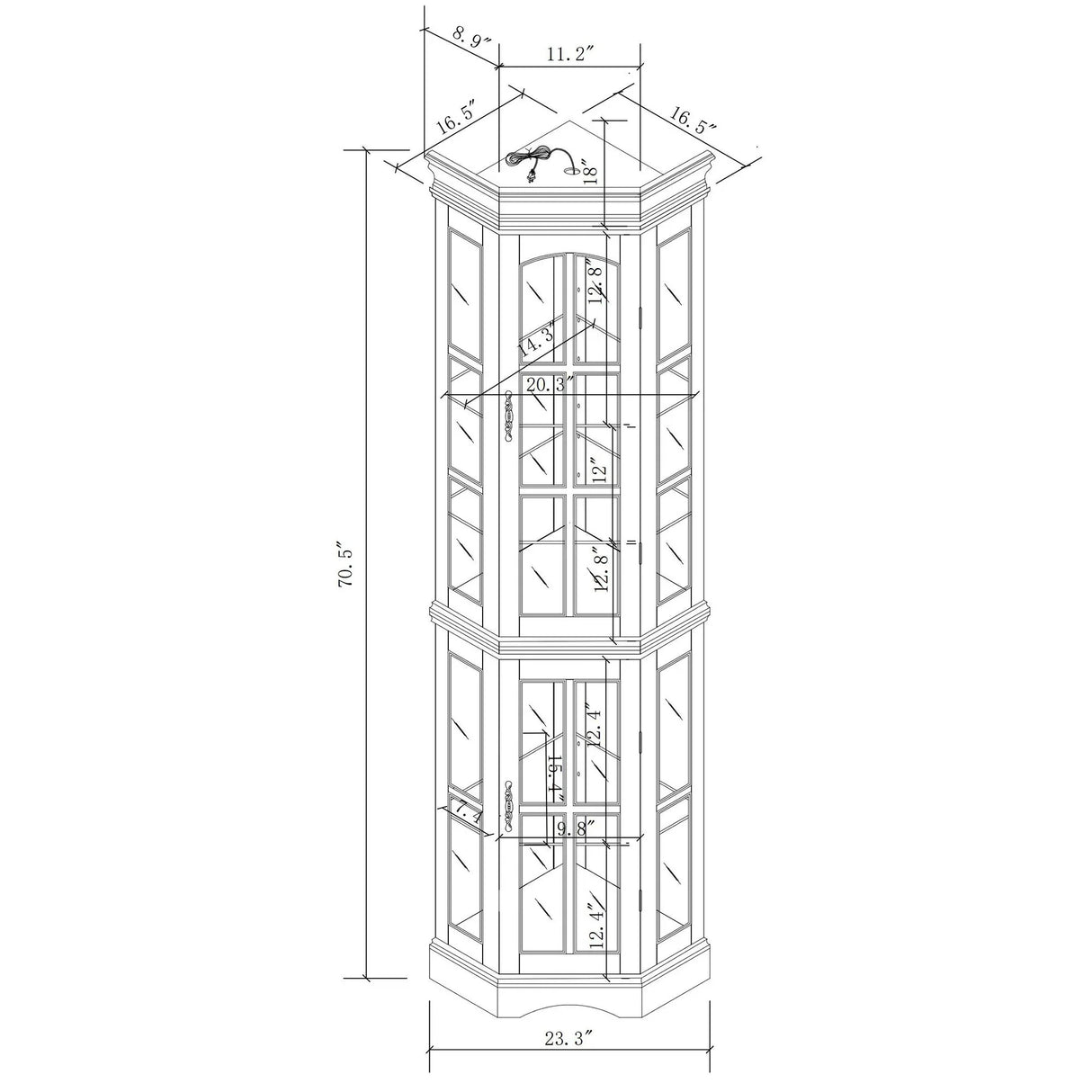 Corner Curio Cabinet With 5 Shelves And Lighting System (E26 Light Bulb Not Included) - Furniture Home Direct