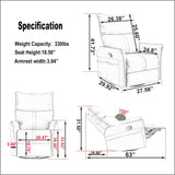 360° Modern Small Rocking Swivel Recliner Chair With Side Pocket - Furniture Home Direct