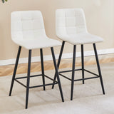 Counter Height Bar Stools Upholstered PU Leather White - Furniture Home Direct