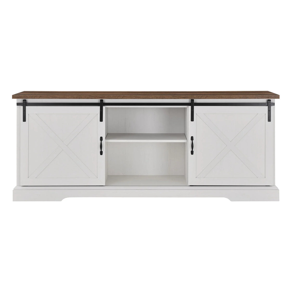 Farmhouse Sliding X Barn Door TV Stand - Furniture Home Direct