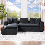 Modern L Shaped Sectional Sofa With Chenille Upholstery And Wooden Storage - Furniture Home Direct