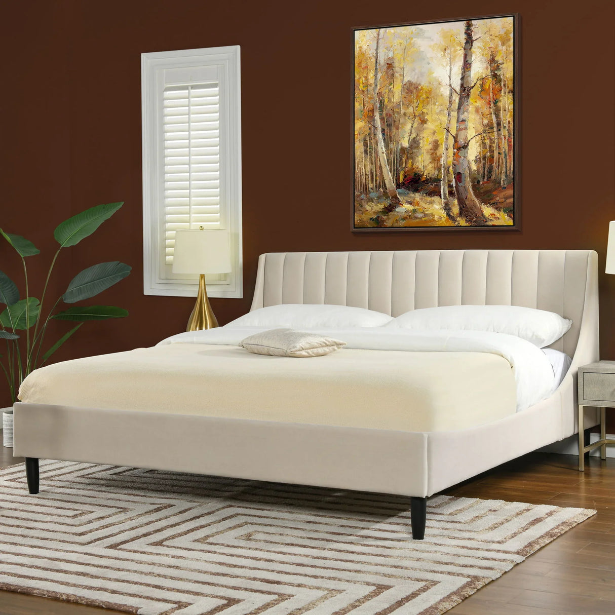 Aspen - Vertical Tufted Modern Headboard Platform Bed Set - Furniture Home Direct