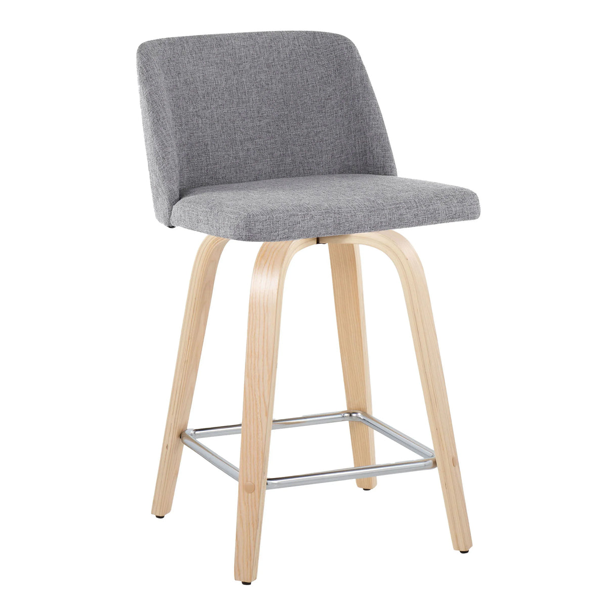 Toriano - Contemporary Fixed Height Counter Stool With Swivel With Square Footrest (Set of 2) - Furniture Home Direct