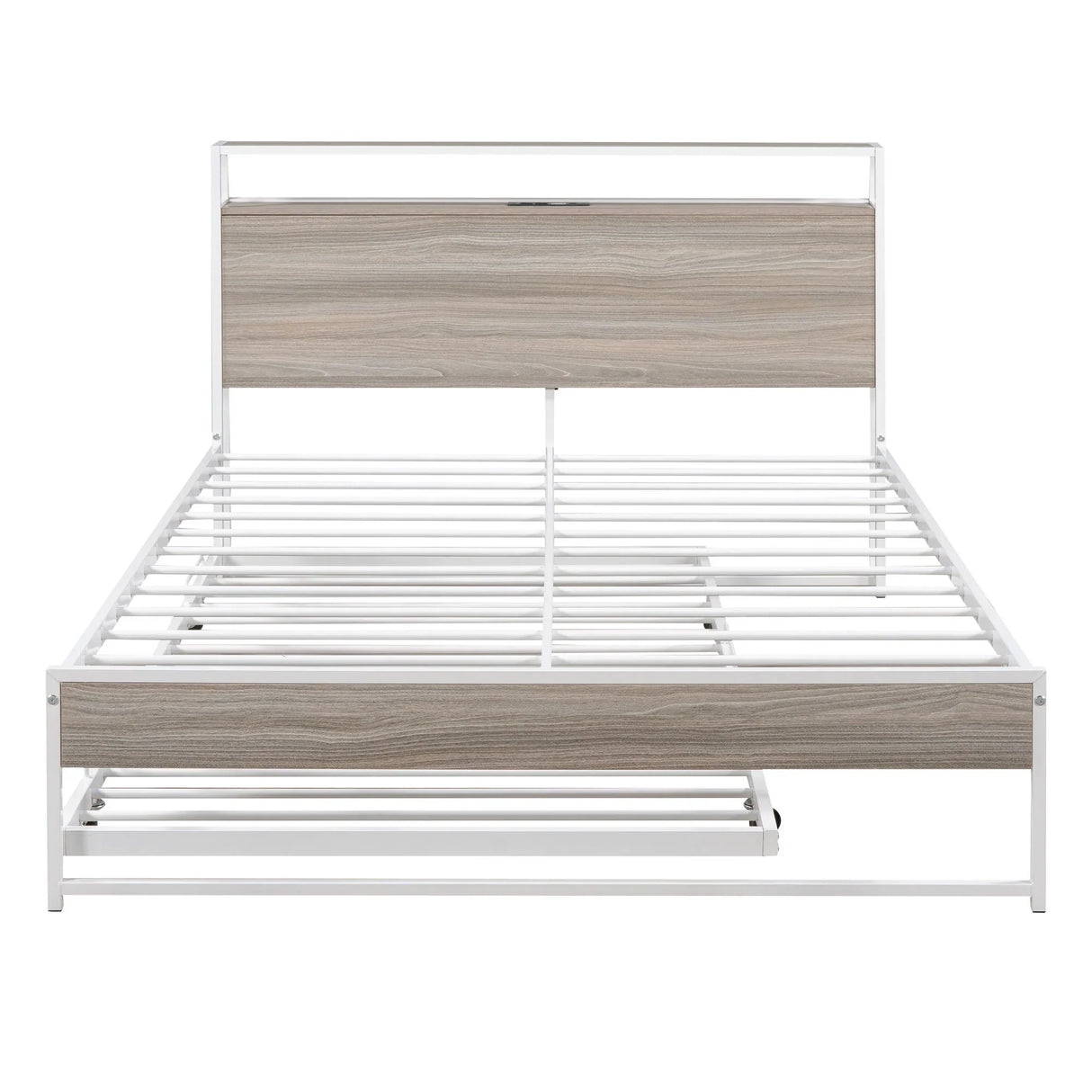 Platform Bed Frame With Trundle, USB Ports And Slat Support, No Box Spring Needed - Furniture Home Direct