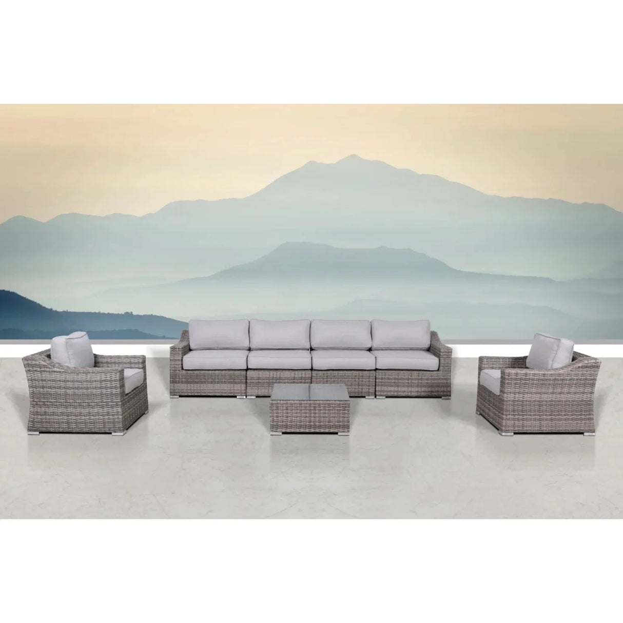 Outdoor Wicker Conversation Set With Cushions, All Weather - Furniture Home Direct