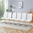 Dining Chairs Set Contemporary PU Upholstered Chrome White - Furniture Home Direct