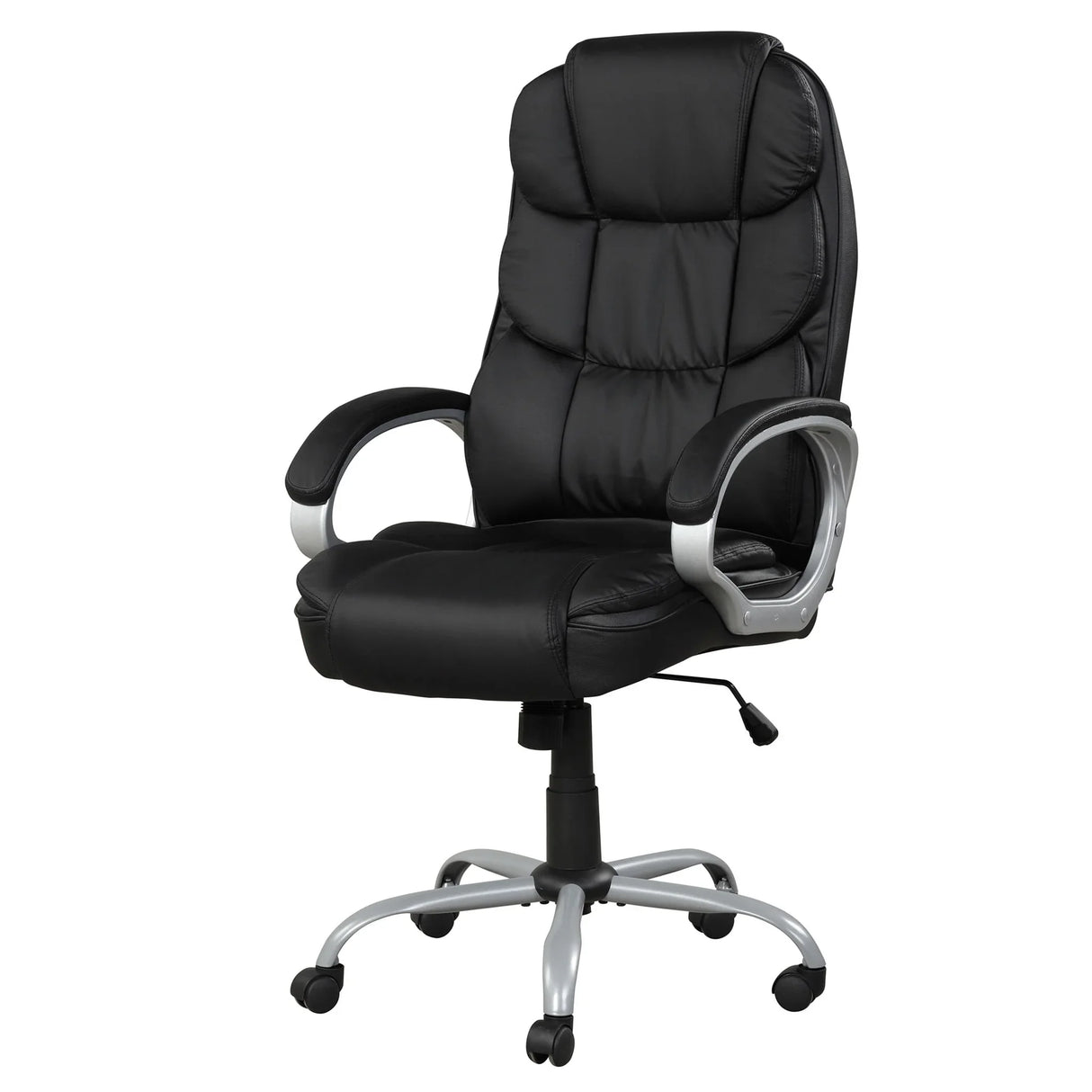 Upholstered Office Chair, Adjustable Height Swivel Chair - Black - Furniture Home Direct