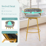 Bar Stools Set Of 2 Swivel Counter Height Gold Frame Grey - Furniture Home Direct