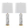 Marabella - Contemporary Marble Table Lamp (Set of 2) - Brass / White - Furniture Home Direct
