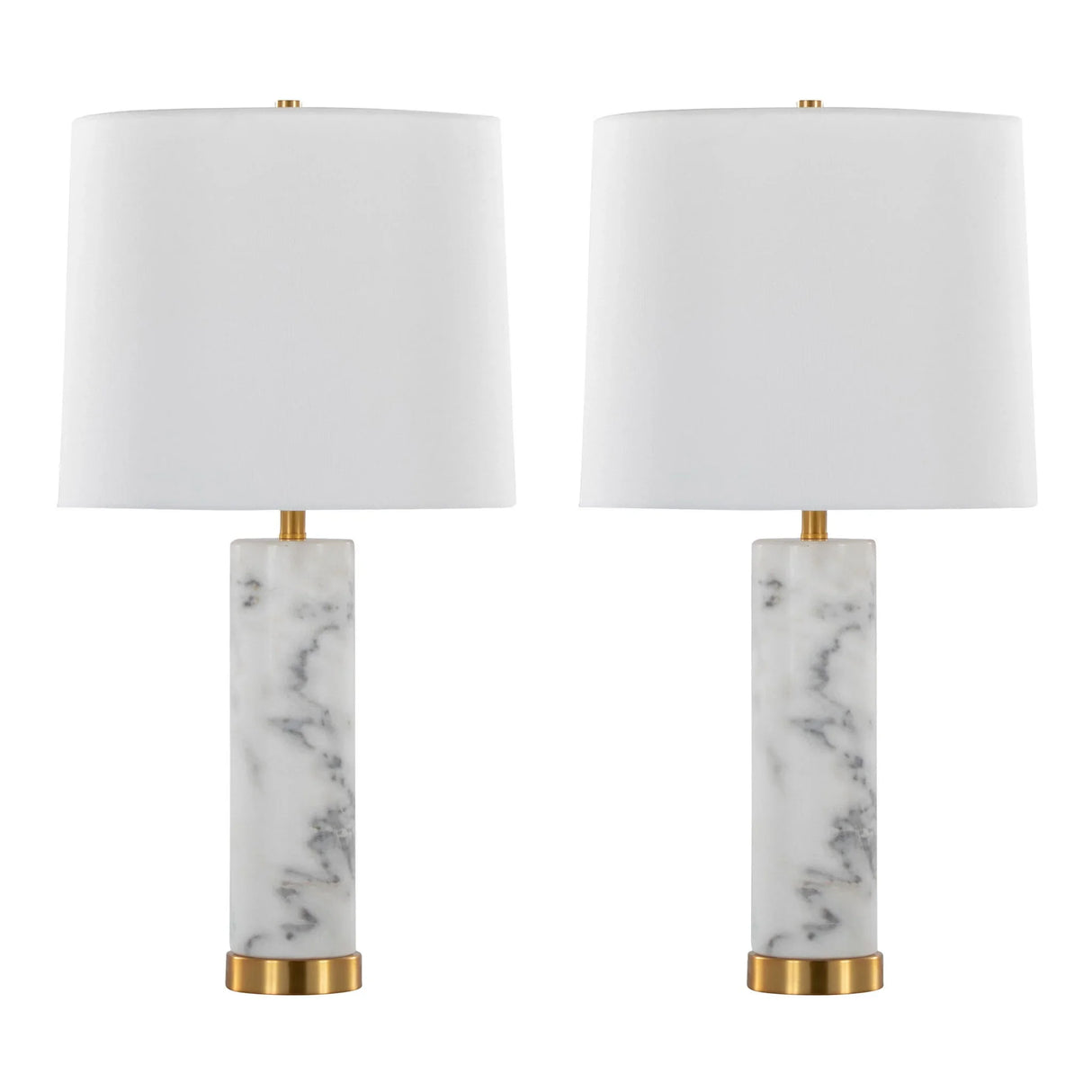 Marabella - Contemporary Marble Table Lamp (Set of 2) - Brass / White - Furniture Home Direct