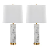 Marabella - Contemporary Marble Table Lamp (Set of 2) - Brass / White - Furniture Home Direct