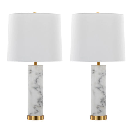 Marabella - Contemporary Marble Table Lamp (Set of 2) - Brass / White - Furniture Home Direct