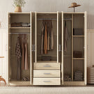 6 Doors Wardrobe Storage For Bedroom, With Big Drawers - Furniture Home Direct