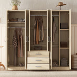 6 Doors Wardrobe Storage For Bedroom, With Big Drawers - Furniture Home Direct