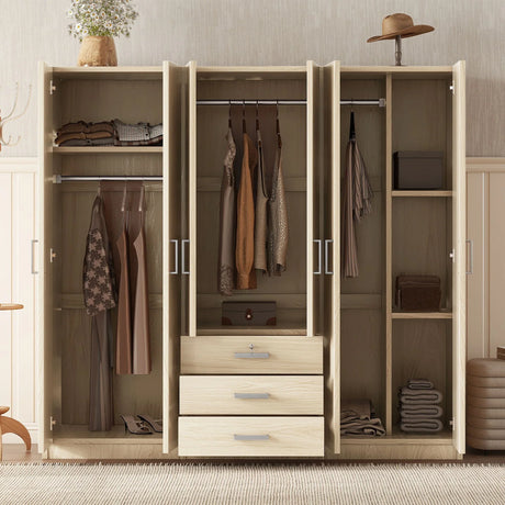 6 Doors Wardrobe Storage For Bedroom, With Big Drawers - Furniture Home Direct