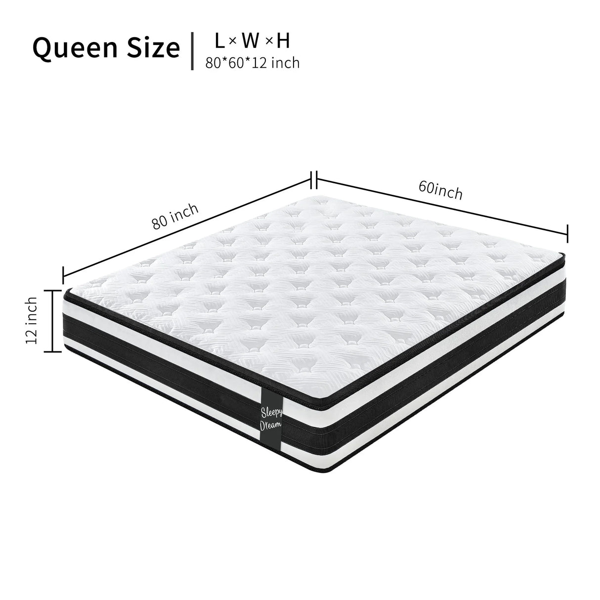 12" Breathable Hybrid Mattress, Memory Foam, Individual Pocket Springs - Furniture Home Direct