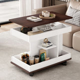 Adjustable End Table With Wheels, 360°Rotating Top And Storage Space - Furniture Home Direct