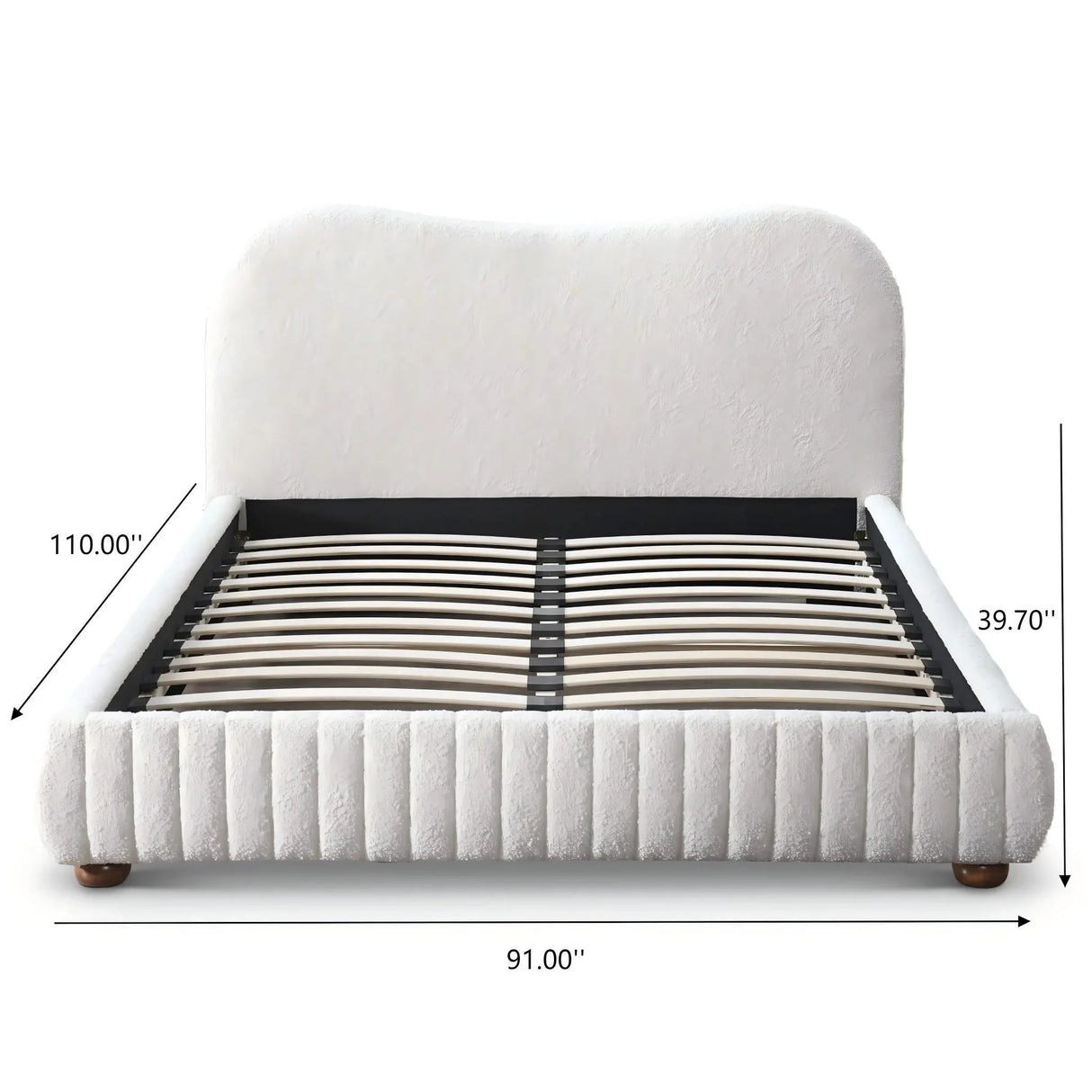 Norme - Queen Size Upholstered Low Profile Platform Bed - Cream - Furniture Home Direct