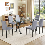 Dining Set With Glass Table And Upholstered Chairs Gray - Furniture Home Direct