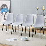 Dining Chairs Set Linen Cotton Upholstery Light Gray - Furniture Home Direct