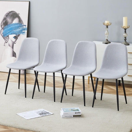Dining Chairs Set Linen Cotton Upholstery Light Gray - Furniture Home Direct