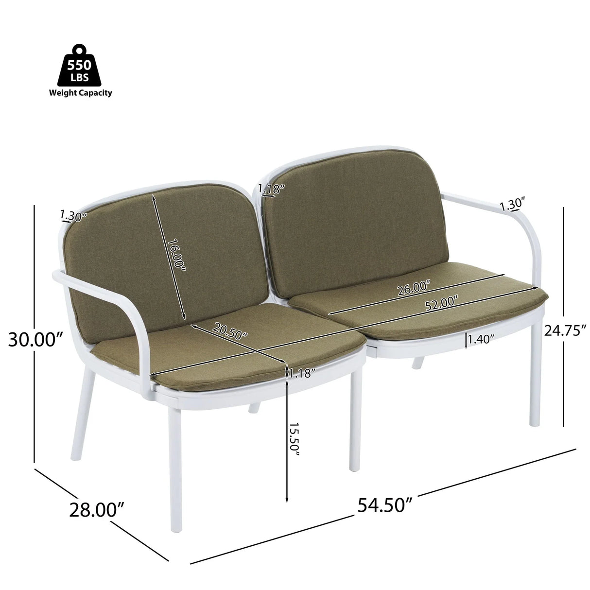 Luna - Outdoor Patio 3 Pieces Chat Set