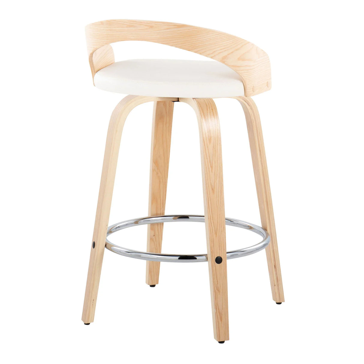 Grotto - Contemporary Fixed Height Counter Stool With Swivel With Round Footrest (Set of 2) - Furniture Home Direct