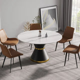 Modern Artificial Stone Round Carbon Steel Base Dining Table, Can Accommodate 6 People - Furniture Home Direct