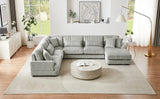 Sectional Sofa Oversized U Shaped Corduroy Fabric Gray - Furniture Home Direct