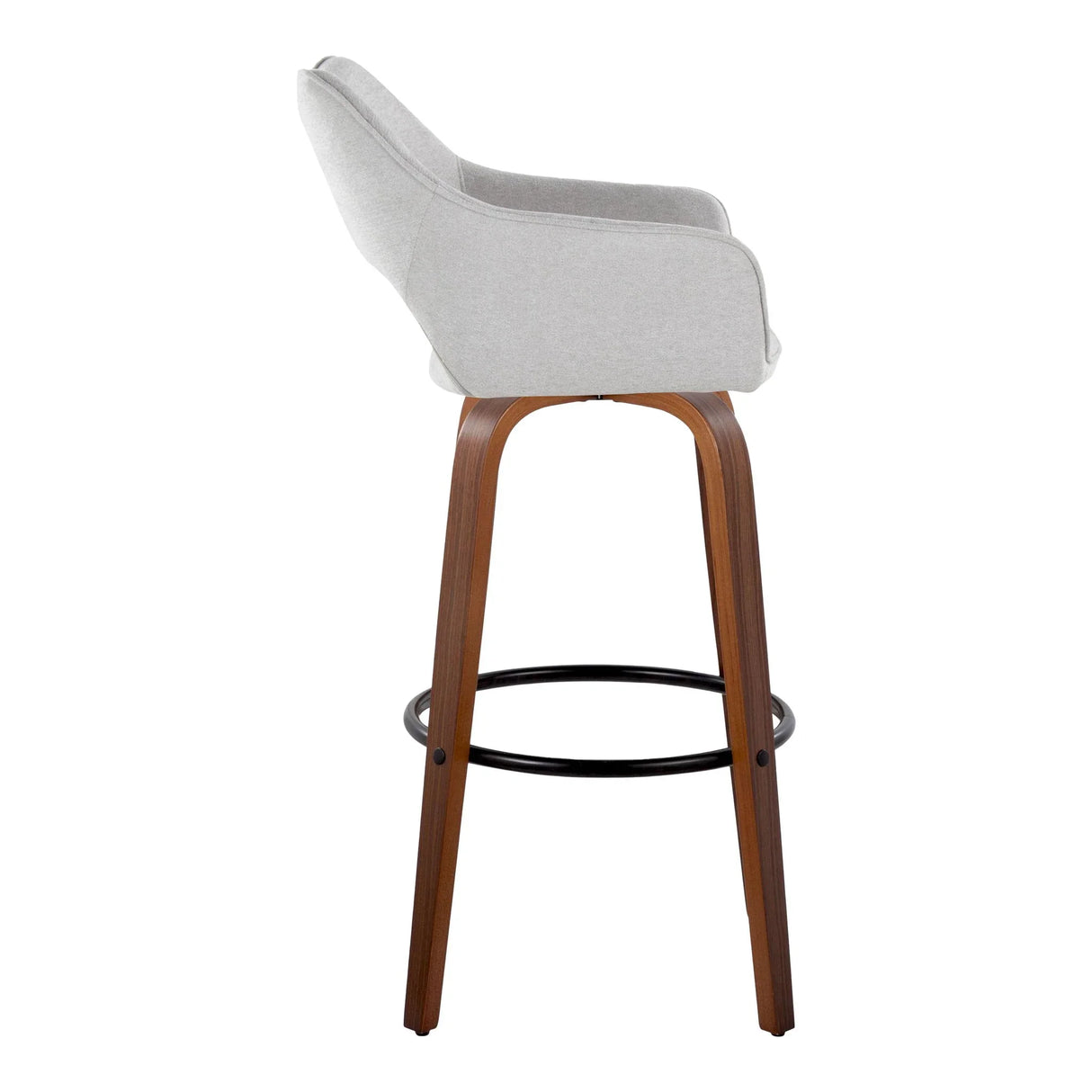 Mustang - Contemporary Fixed Height Barstool With Swivel & Round Footrest (Set of 2) - Furniture Home Direct