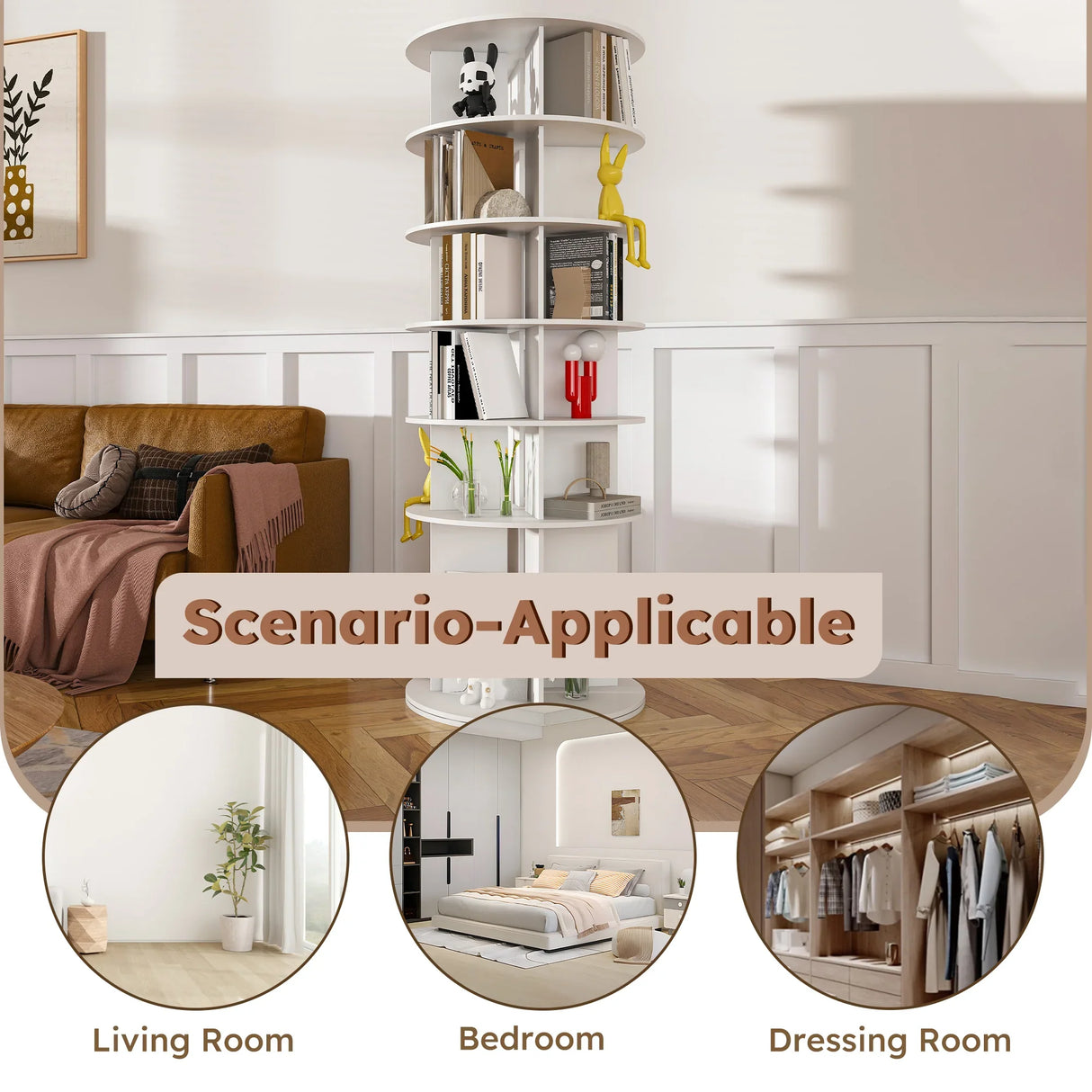 Free Standing 360° Revolving Shoe Organizer for 24 Pairs of Shoes (6-Tier White) - Furniture Home Direct