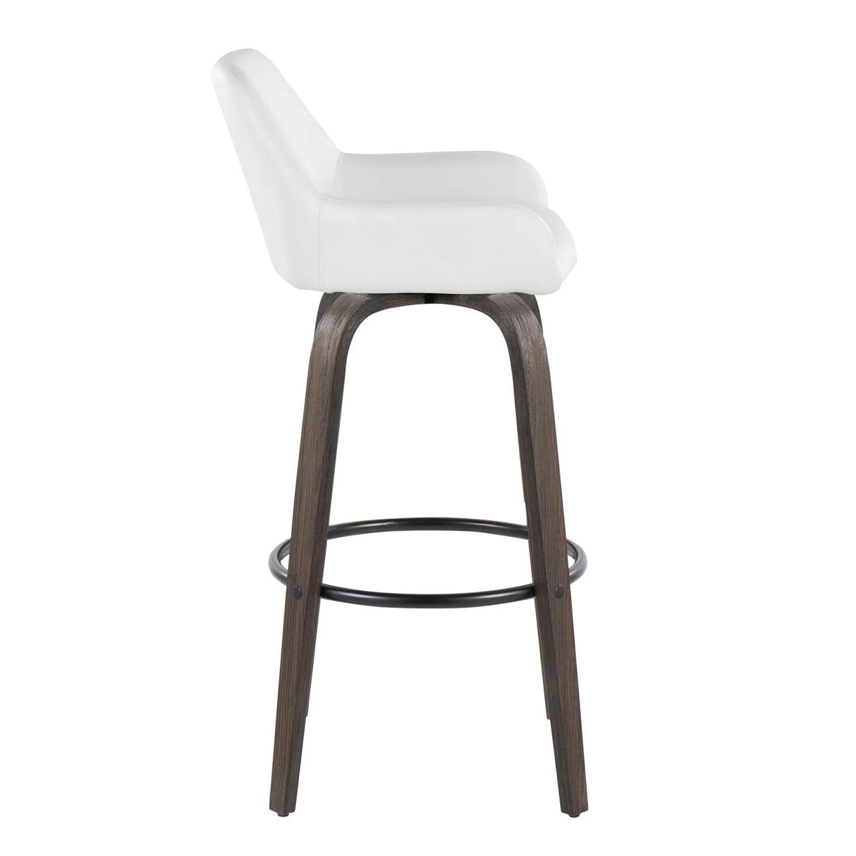 Daniella - Contemporary Fixed Height, Barstool With Swivel With Round Footrest (Set of 2) - Furniture Home Direct