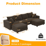 Deep Seat Convertible Sofa With Soft Pillows And Ottomans - Furniture Home Direct