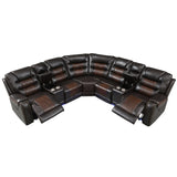 Sectional Sofa with Manual Recline LED Lights Black Brown - Furniture Home Direct