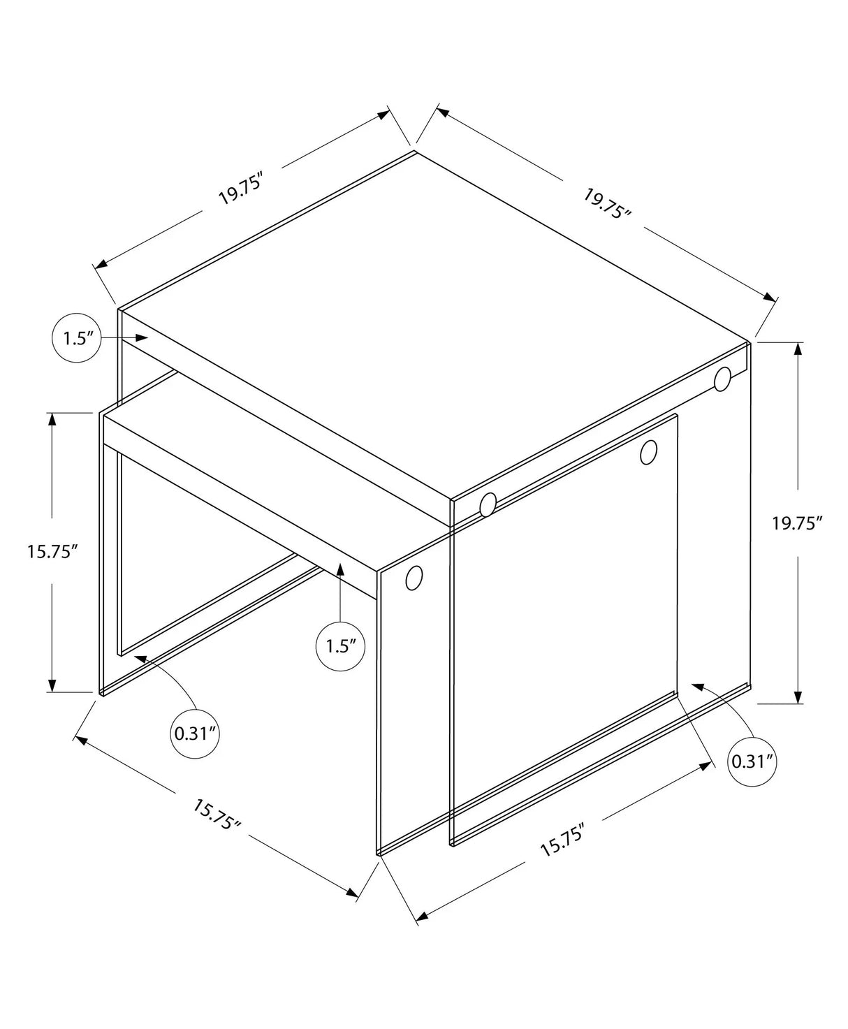 Accent Nesting Table Clear Tempered Glass For Living Room (Set of 2) - Furniture Home Direct
