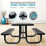 Outdoor Steel Picnic Rectangular Table With Umbrella Pole - Furniture Home Direct