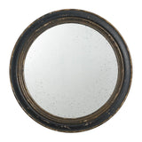 Circle Wall Mirror With Wooden Frame, Antique Classic Accent Mirror, For Living Room - Black - Furniture Home Direct