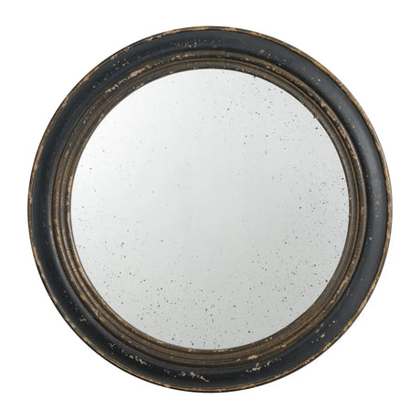 Circle Wall Mirror With Wooden Frame, Antique Classic Accent Mirror, For Living Room - Black - Furniture Home Direct