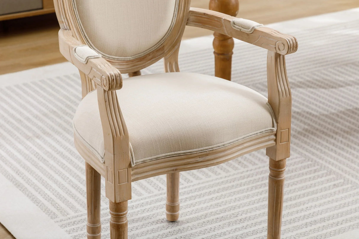 French Vintage Upholstered Fabric Dining Armchair (Set of 2) - Furniture Home Direct
