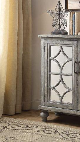Velika - Weathered Accent cabinet With Mirror - Gray - Furniture Home Direct