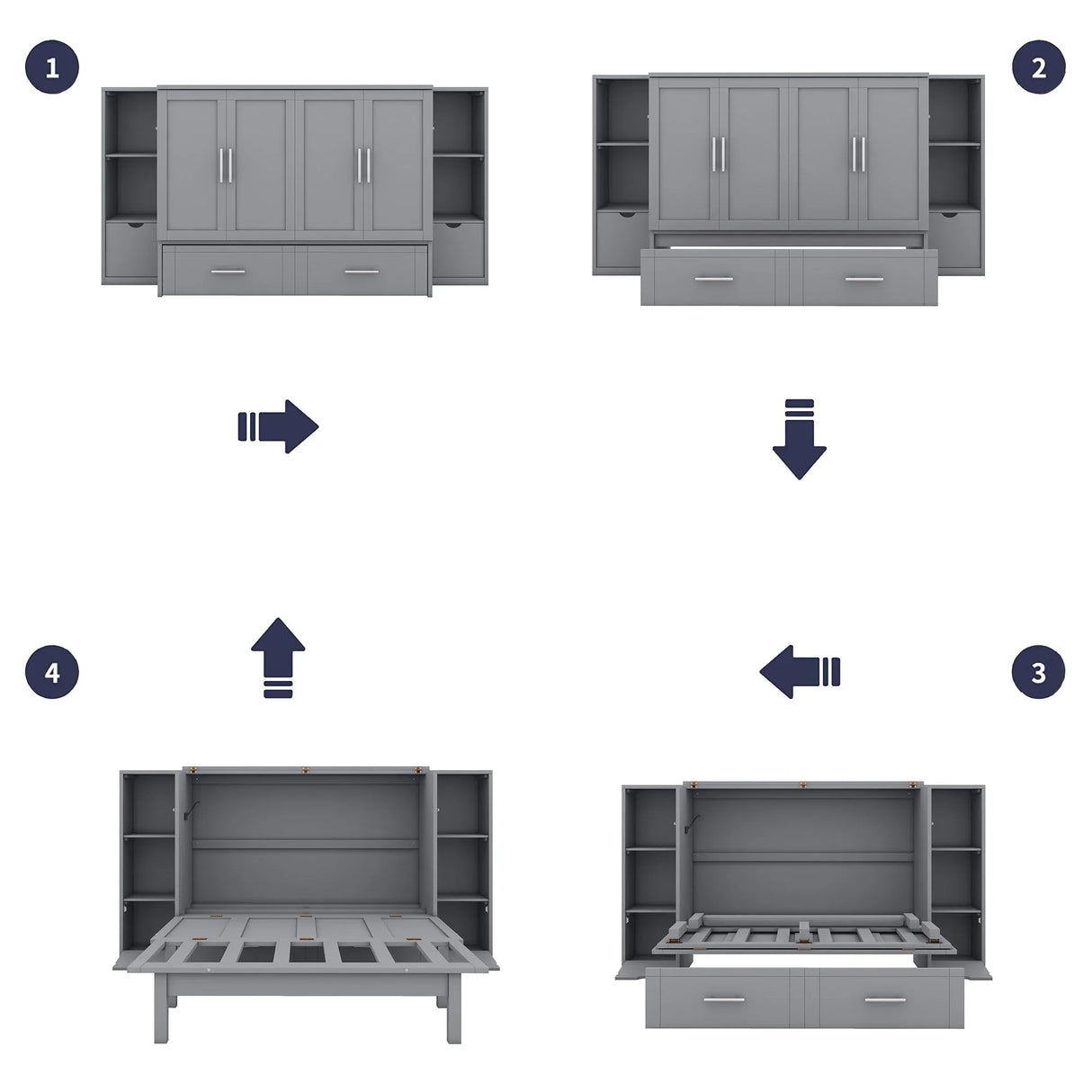 Murphy Bed With Shelves, Drawers And USB Ports - Furniture Home Direct